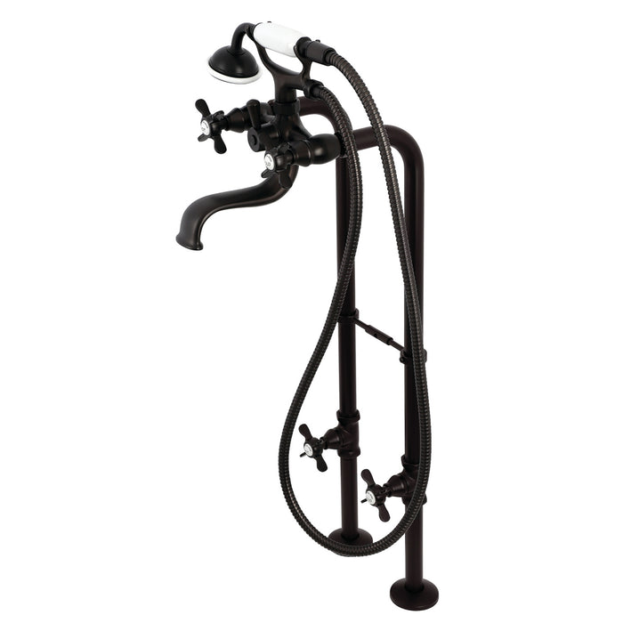 Kingston Heirloom CCK246K5 - Essex Three-Handle 2-Hole Freestanding Clawfoot Tub Faucet Package with Supply Line and Stop Valve, Oil Rubbed Bronze