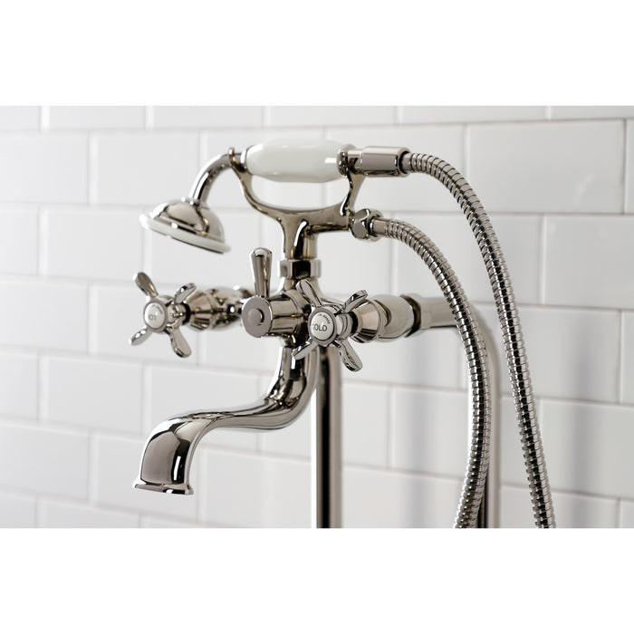 Kingston Heirloom CCK246K6 - Essex Three-Handle 2-Hole Freestanding Clawfoot Tub Faucet Package with Supply Line and Stop Valve, Polished Nickel
