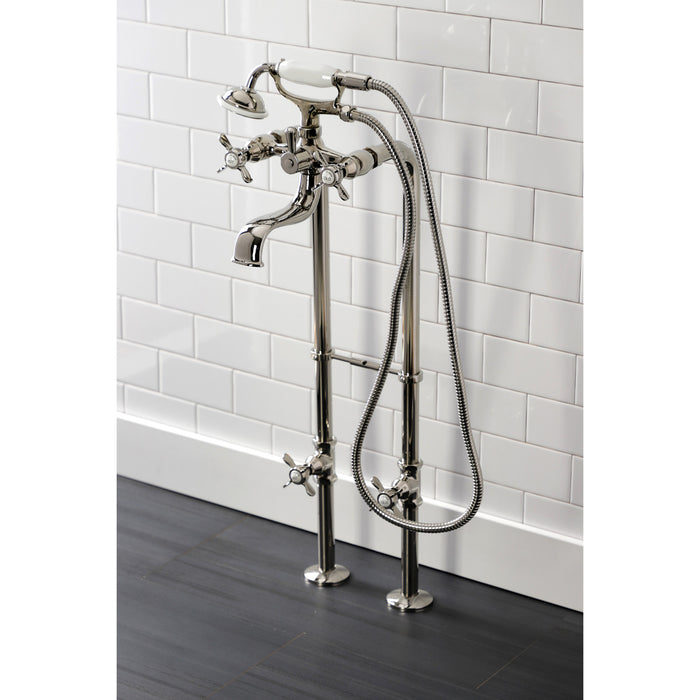 Kingston Heirloom CCK246K6 - Essex Three-Handle 2-Hole Freestanding Clawfoot Tub Faucet Package with Supply Line and Stop Valve, Polished Nickel