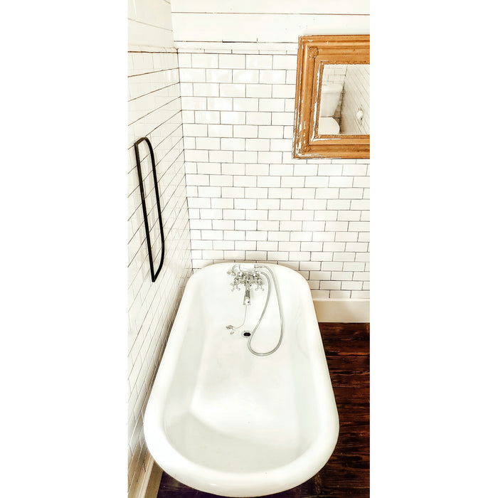 Kingston Heirloom CCK265C - Vintage Two-Handle 2-Hole Tub Wall Mount Clawfoot Tub Faucet Package with Supply Line, Hand Shower and Tub Drain, Polished Chrome