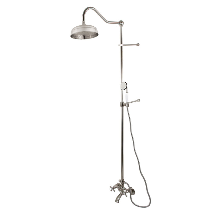 Vintage CCK2668 Two-Handle 2-Hole Wall Mount Clawfoot Tub Faucet Package with Shower Combo and Hand Shower, Brushed Nickel