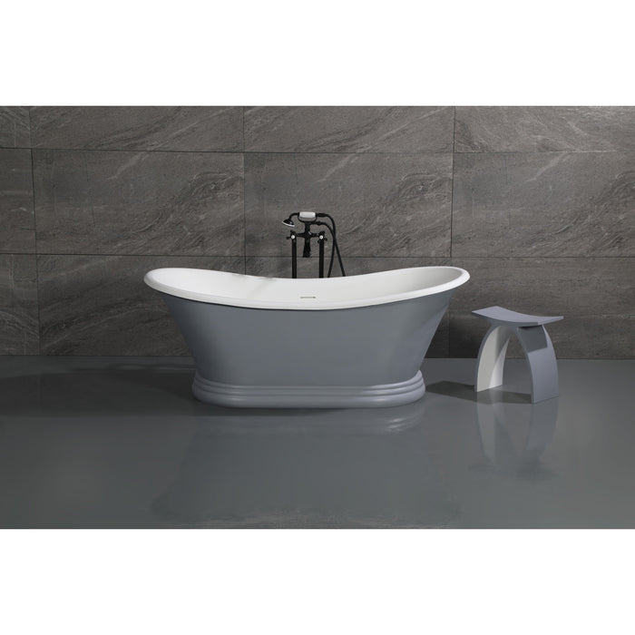 Kingston Heirloom CCK266K0 - Kingston Three-Handle 2-Hole Freestanding Tub Faucet with Supply Line and Stop Valve, Matte Black