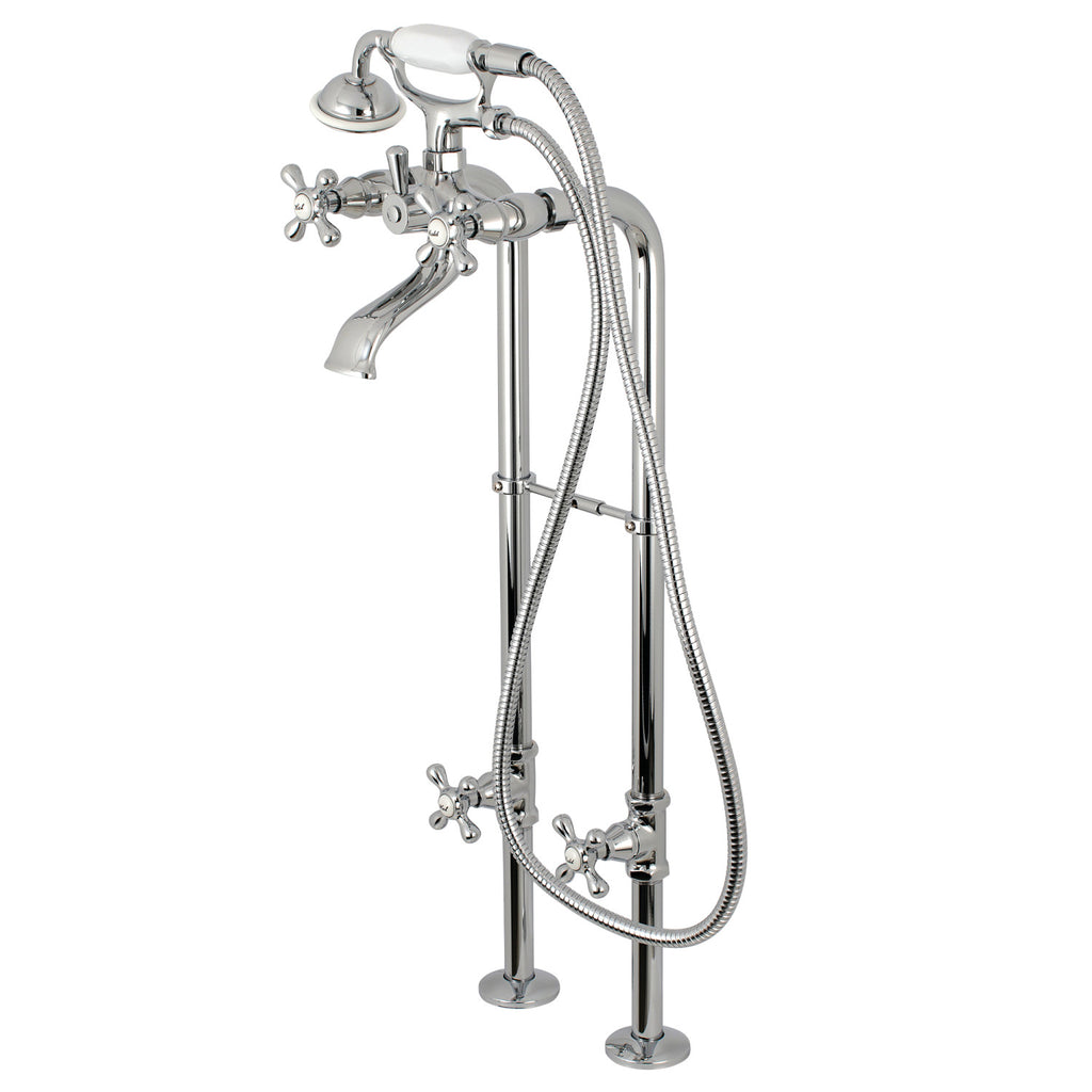 Kingston Brass Century Badewannen-Armatur – Einhebel, Poliertes Chrom, Mit Duschkopf
