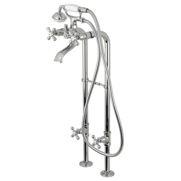 Kingston Heirloom CCK266K1 - Kingston Three-Handle 2-Hole Freestanding Tub Faucet with Supply Line and Stop Valve, Polished Chrome