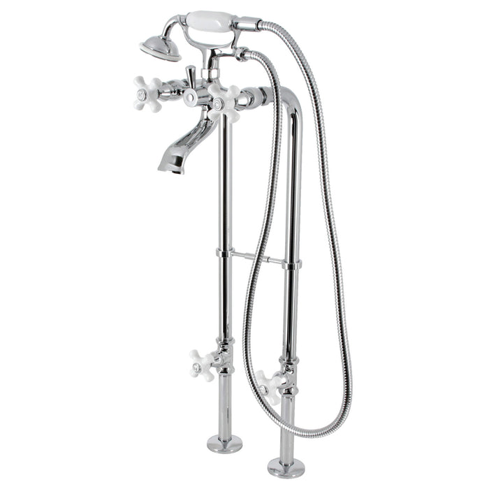 Kingston Heirloom CCK266PXK1 - Kingston Three-Handle 2-Hole Freestanding Clawfoot Tub Faucet Package with Supply Line and Stop Valve, Polished Chrome