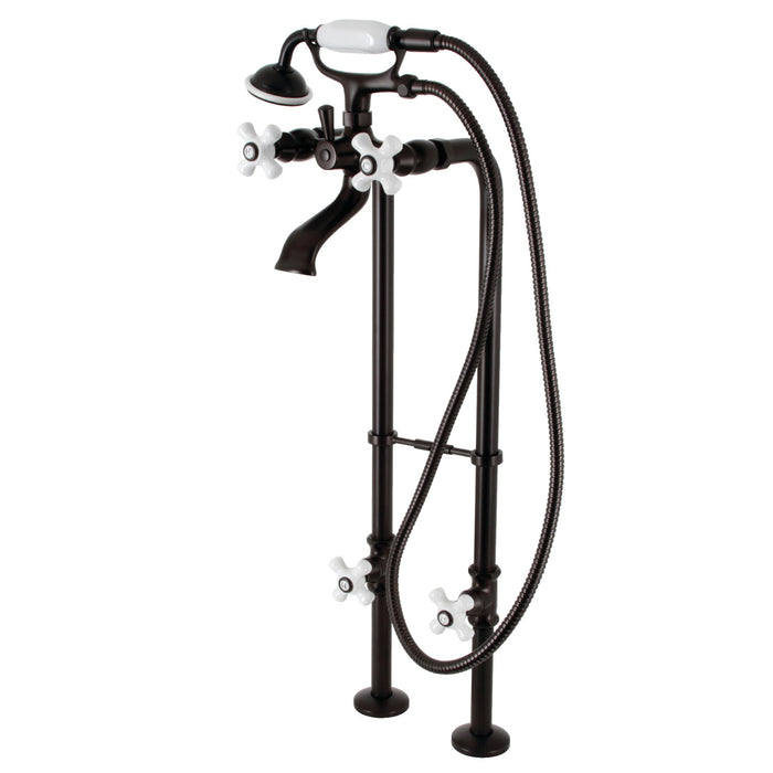 Kingston Heirloom CCK266PXK5 - Kingston Three-Handle 2-Hole Freestanding Clawfoot Tub Faucet Package with Supply Line and Stop Valve, Oil Rubbed Bronze