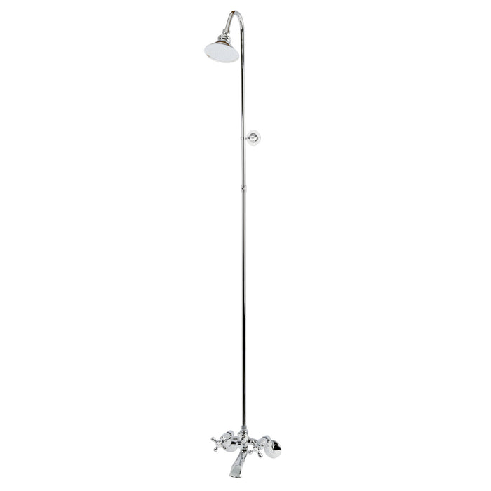 Kingston Heirloom CCK2671 - Vintage Two-Handle 2-Hole Wall Mount Clawfoot Tub Faucet Package with Shower Combo, Polished Chrome
