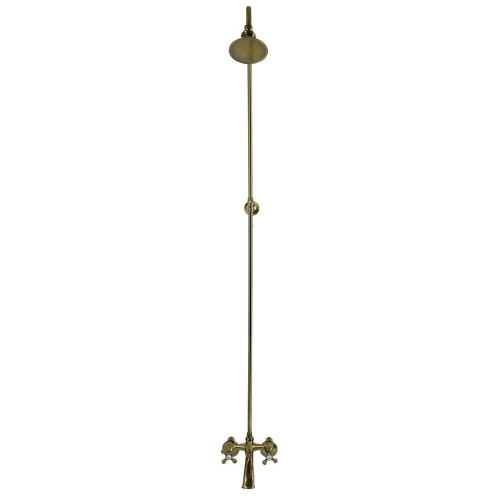 Kingston Heirloom CCK2673 - Vintage Two-Handle 2-Hole Wall Mount Clawfoot Tub Faucet Package with Shower Combo, Antique Brass