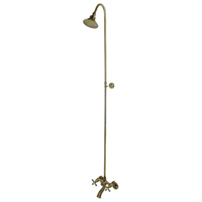 Kingston Heirloom CCK2673 - Vintage Two-Handle 2-Hole Wall Mount Clawfoot Tub Faucet Package with Shower Combo, Antique Brass