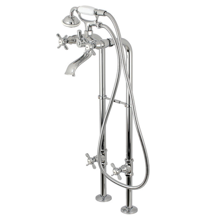 Kingston Heirloom CCK285K1 - Kingston Three-Handle 2-Hole Freestanding Tub Faucet with Supply Line and Stop Valve, Polished Chrome