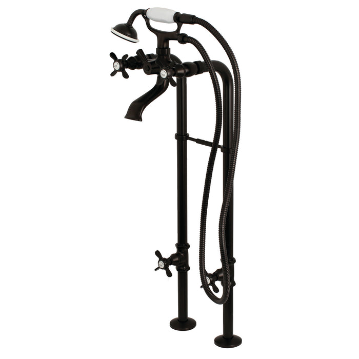 Kingston Heirloom CCK285K5 - Kingston Three-Handle 2-Hole Freestanding Tub Faucet with Supply Line and Stop Valve, Oil Rubbed Bronze