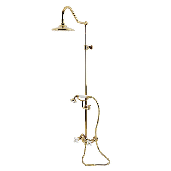 Kingston Brass Heirloom CCK3662PX - Kingston Wall Mount Rain Drop Shower System with Hand Shower, Polished Brass