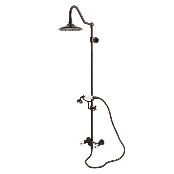 Kingston Heirloom CCK3665PX - Kingston Wall Mount Rain Drop Shower System with Hand Shower, Oil Rubbed Bronze