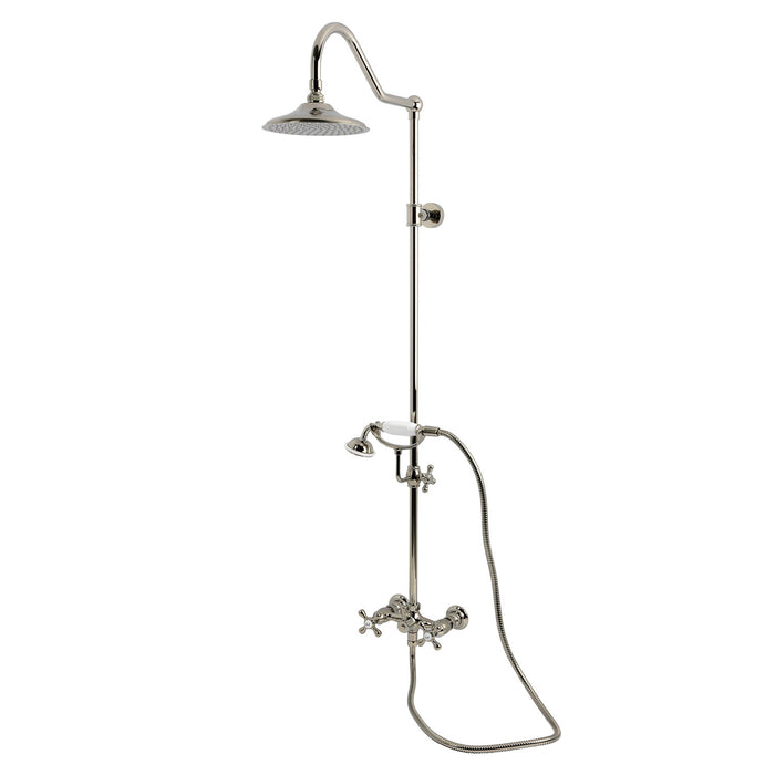 Kingston Heirloom CCK3666AX - Kingston Wall Mount Rain Drop Shower System with Hand Shower, Polished Nickel