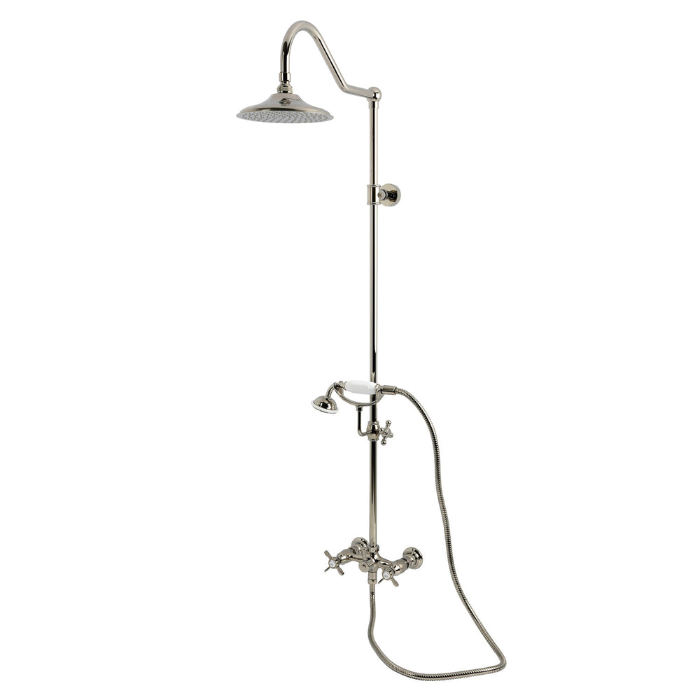 Kingston Brass Heirloom CCK3666BEX - Essex Wall Mount Rain Drop Shower System with Hand Shower, Polished Nickel