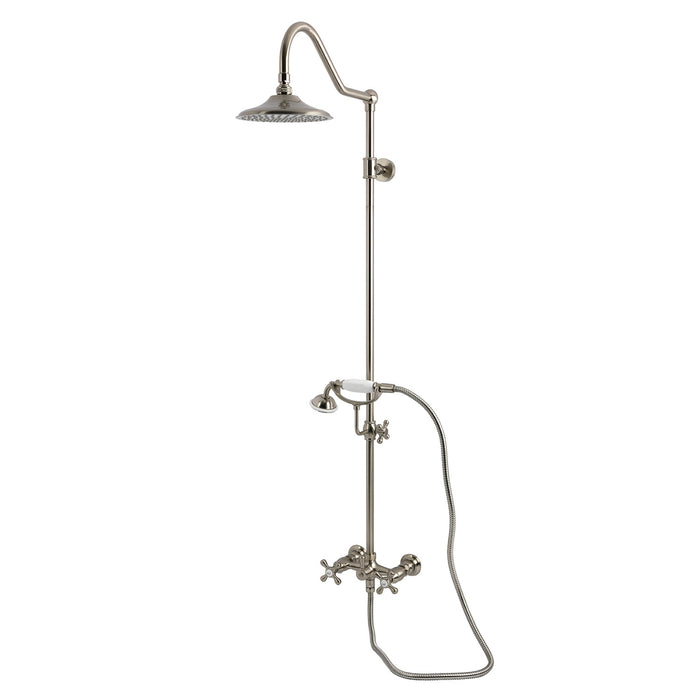 Kingston Heirloom CCK3668AX - Kingston Wall Mount Rain Drop Shower System with Hand Shower, Brushed Nickel