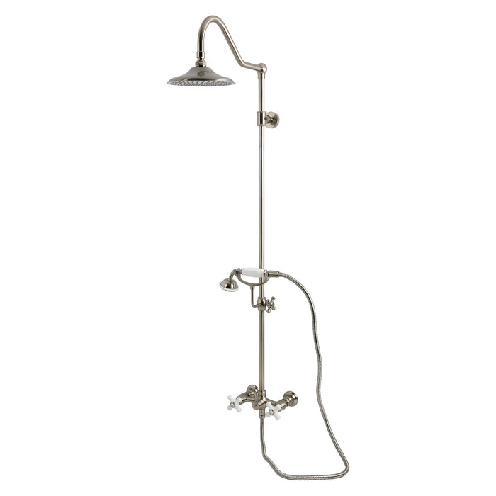 Kingston Heirloom CCK3668PX - Kingston Wall Mount Rain Drop Shower System with Hand Shower, Brushed Nickel