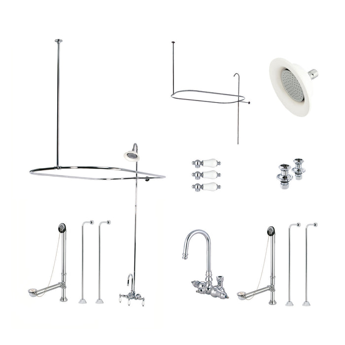 Vintage CCK4141PL Three-Handle 2-Hole Tub Wall Mount Clawfoot Tub Faucet Package with Shower Enclosure, Polished Chrome