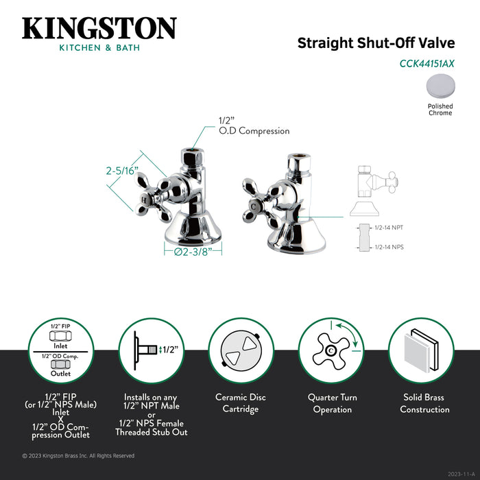 Trimscape CCK44151AX 1/2-Inch FIP x 1/2-Inch O.D. Comp Quarter-Turn Straight Shut-Off Valve, Polished Chrome