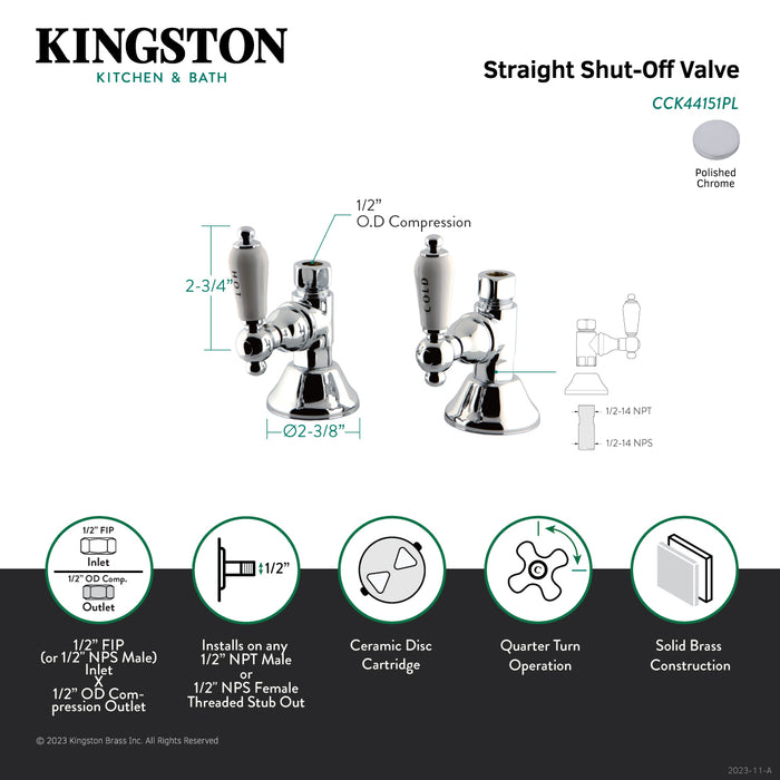 Trimscape CCK44151PL 1/2-Inch FIP x 1/2-Inch O.D. Comp Quarter-Turn Straight Shut-Off Valve, Polished Chrome