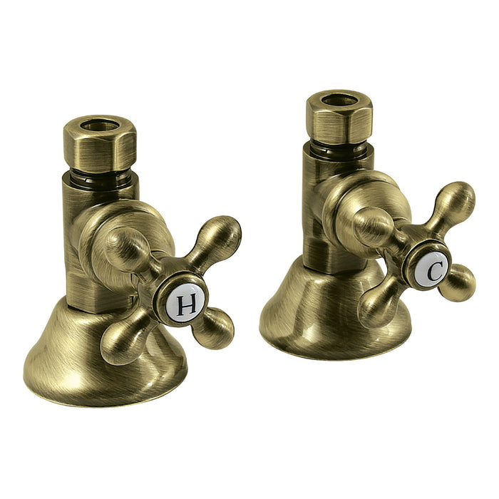 Kingston Heirloom CCK44153AX - Trimscape 1/2-Inch FIP x 1/2-Inch O.D. Comp Quarter-Turn Straight Shut-Off Valve, Antique Brass