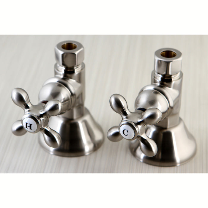 Kingston Heirloom CCK44158AX - Trimscape 1/2-Inch FIP x 1/2-Inch O.D. Comp Quarter-Turn Straight Shut-Off Valve, Brushed Nickel