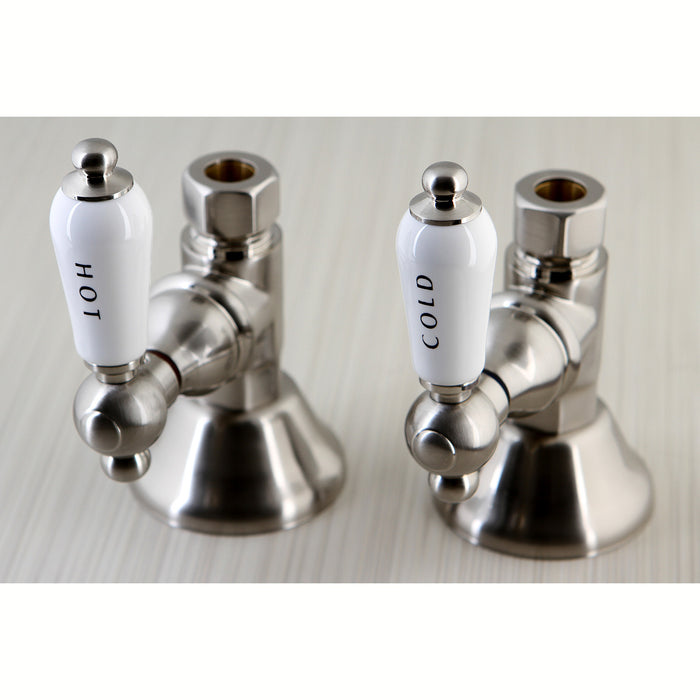 Kingston Heirloom CCK44158PL - Trimscape 1/2-Inch FIP x 1/2-Inch O.D. Comp Quarter-Turn Straight Shut-Off Valve, Brushed Nickel