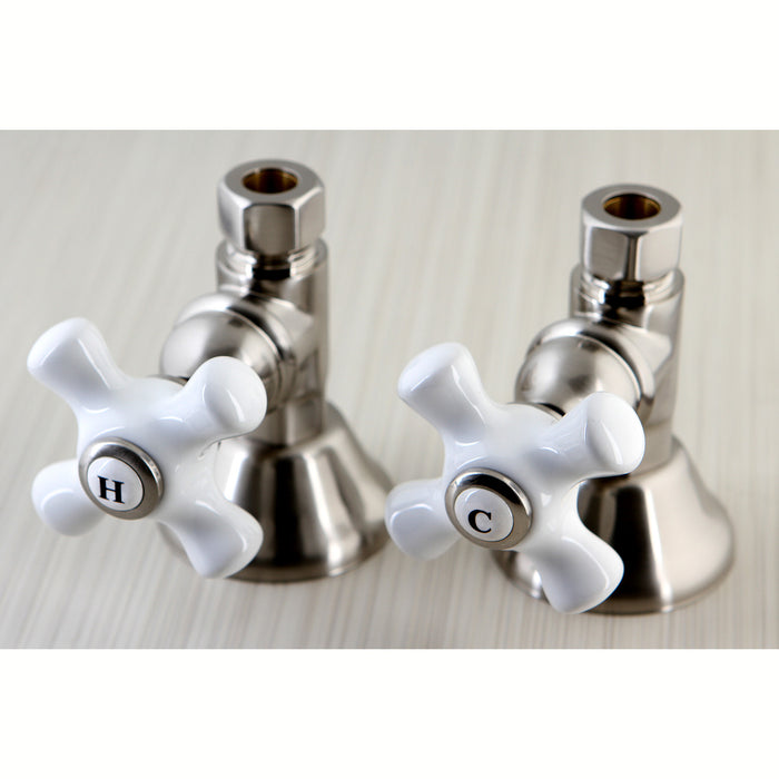Kingston Heirloom CCK44158PX - Trimscape 1/2-Inch FIP x 1/2-Inch O.D. Comp Quarter-Turn Straight Shut-Off Valve, Brushed Nickel