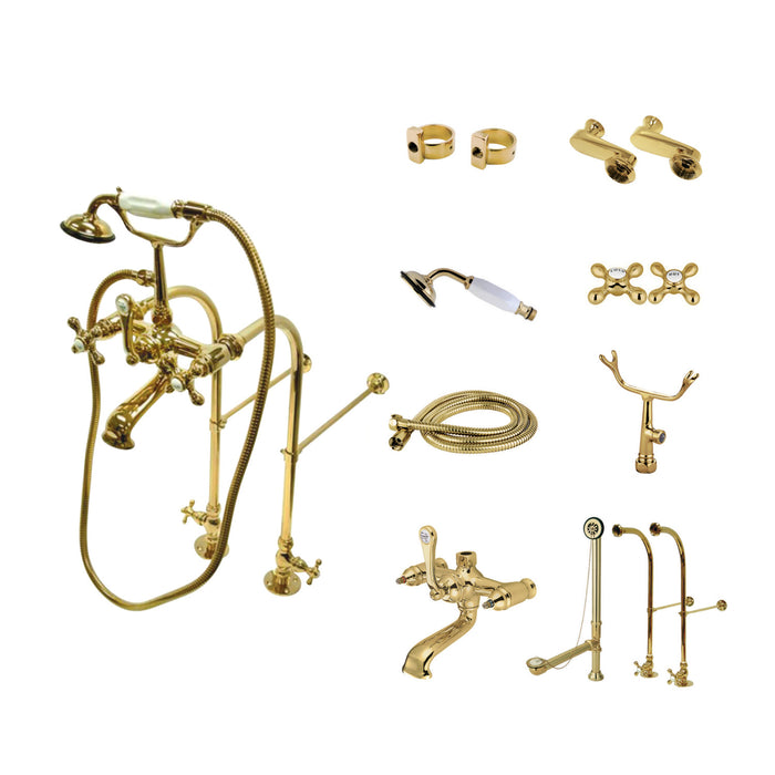 Vintage CCK5102AX Two-Handle 2-Hole Freestanding Clawfoot Tub Faucet Package with Supply Line, Polished Brass