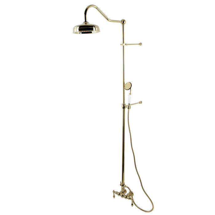Kingston Heirloom CCK6172 - Vintage Tub Wall Mount Rain Drop Shower System with Hand Shower, Polished Brass