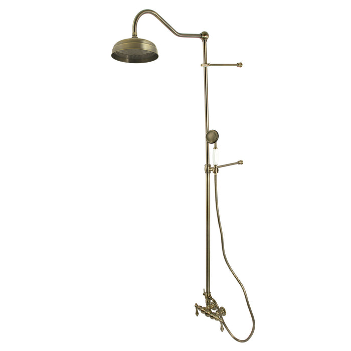 Kingston Heirloom CCK6173 - Vintage Tub Wall Mount Rain Drop Shower System with Hand Shower, Antique Brass