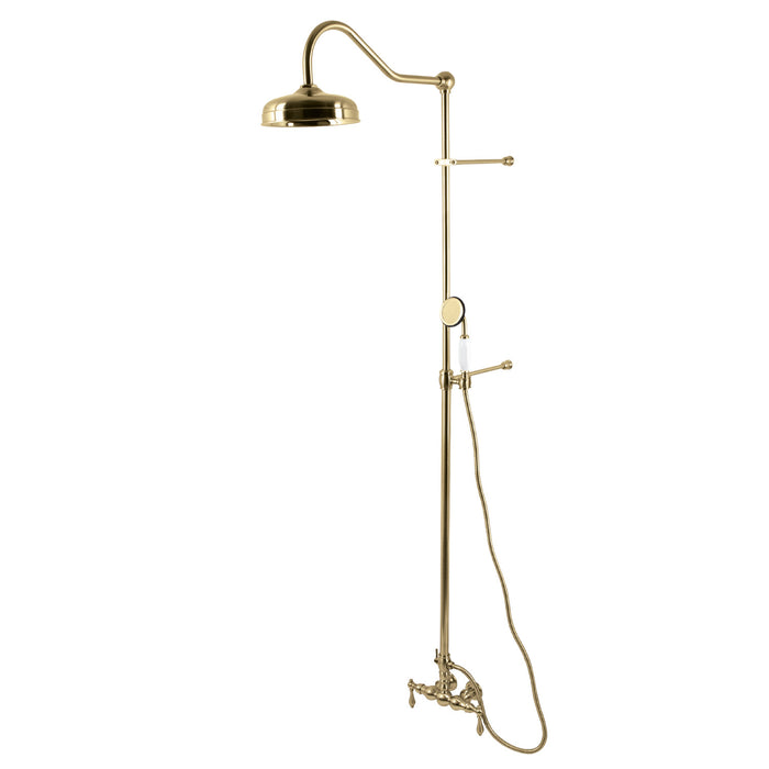 Kingston Heirloom CCK6177 - Vintage Tub Wall Mount Rain Drop Shower System with Hand Shower, Brushed Brass