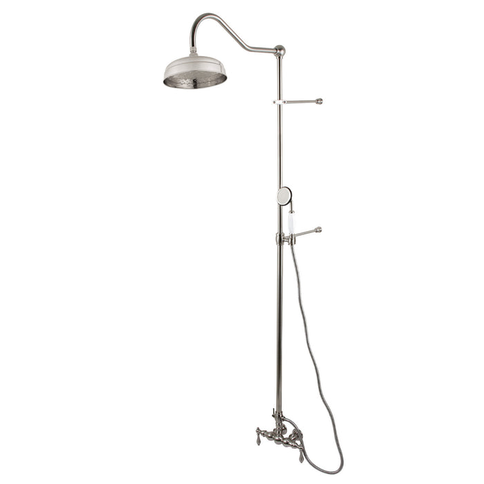 Kingston Heirloom CCK6178 - Vintage Tub Wall Mount Rain Drop Shower System with Hand Shower, Brushed Nickel