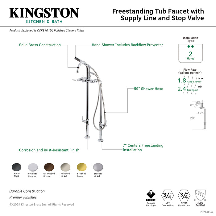Kingston Sona CCK8100DL - Concord Freestanding Tub Faucet with Supply Line and Stop Valve, Matte Black