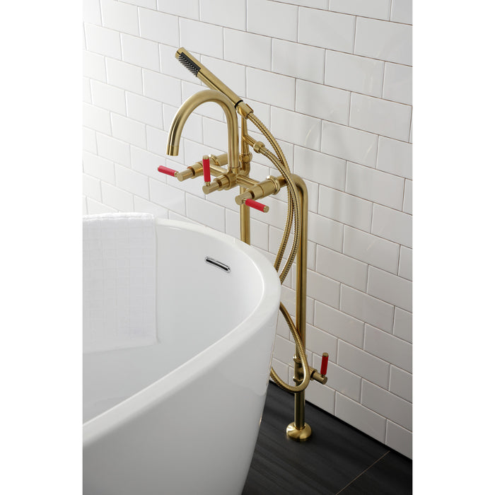 Kingston Sona CCK8107DKL - Concord Freestanding Tub Faucet with Supply Line and Stop Valve, Brushed Brass