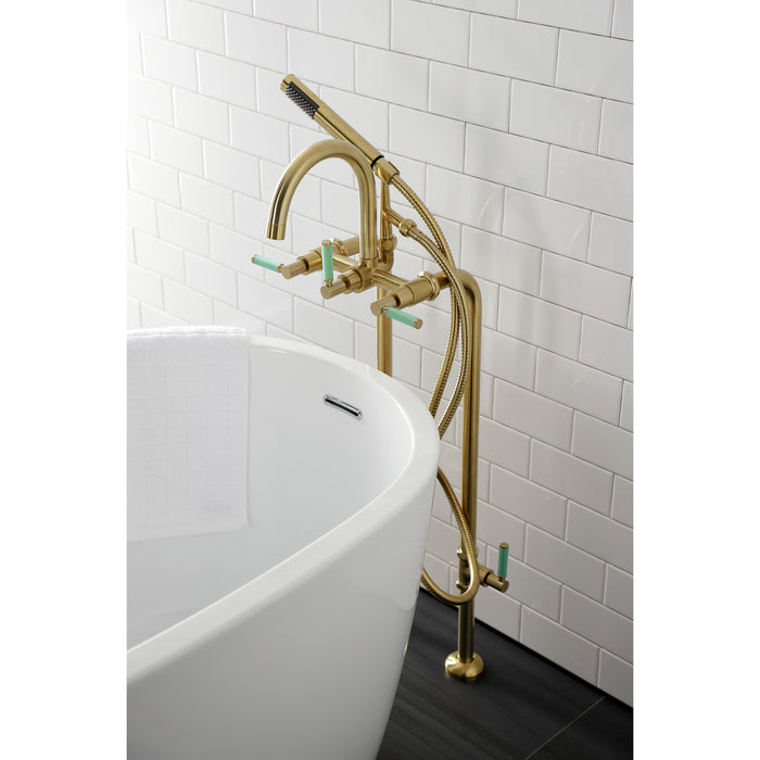 Kingston Sona CCK8107DKL - Concord Freestanding Tub Faucet with Supply Line and Stop Valve, Brushed Brass