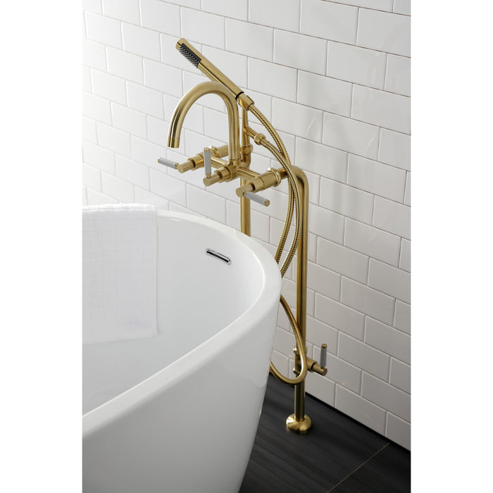 Kingston Sona CCK8107DKL - Concord Freestanding Tub Faucet with Supply Line and Stop Valve, Brushed Brass