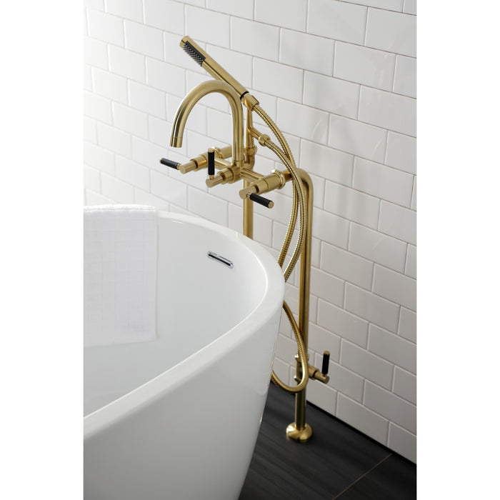 Kingston Sona CCK8107DKL - Concord Freestanding Tub Faucet with Supply Line and Stop Valve, Brushed Brass