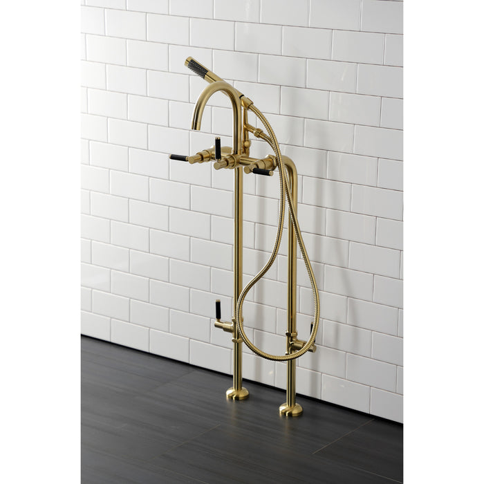 Kingston Sona CCK8107DKL - Concord Freestanding Tub Faucet with Supply Line and Stop Valve, Brushed Brass
