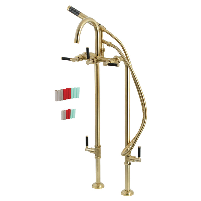 Kingston Sona CCK8107DKL - Concord Freestanding Tub Faucet with Supply Line and Stop Valve, Brushed Brass