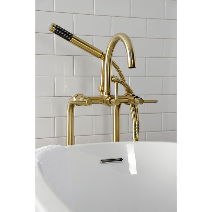 Kingston Sona CCK8107DL - Concord Freestanding Tub Faucet with Supply Line and Stop Valve, Brushed Brass