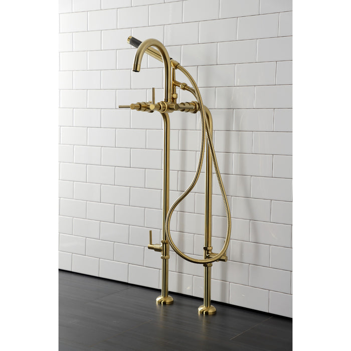 Kingston Sona CCK8107DL - Concord Freestanding Tub Faucet with Supply Line and Stop Valve, Brushed Brass