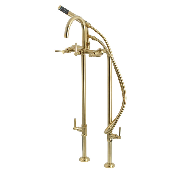 Kingston Sona CCK8107DL - Concord Freestanding Tub Faucet with Supply Line and Stop Valve, Brushed Brass