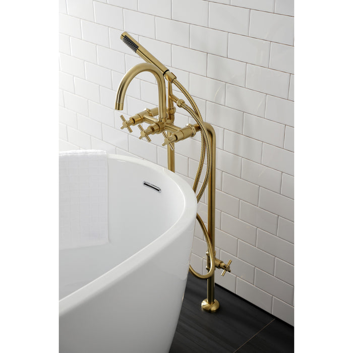 Kingston Sona CCK8107DX - Concord Freestanding Tub Faucet with Supply Line and Stop Valve, Brushed Brass