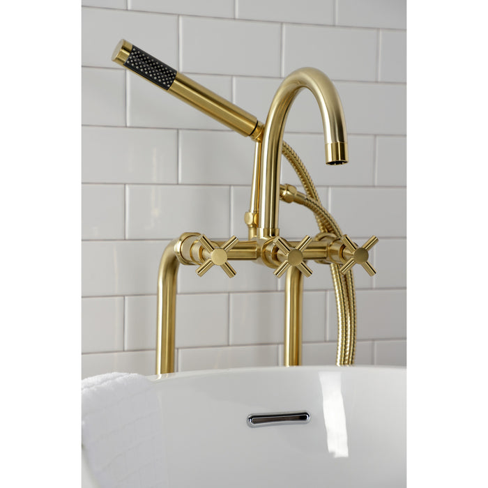 Kingston Sona CCK8107DX - Concord Freestanding Tub Faucet with Supply Line and Stop Valve, Brushed Brass