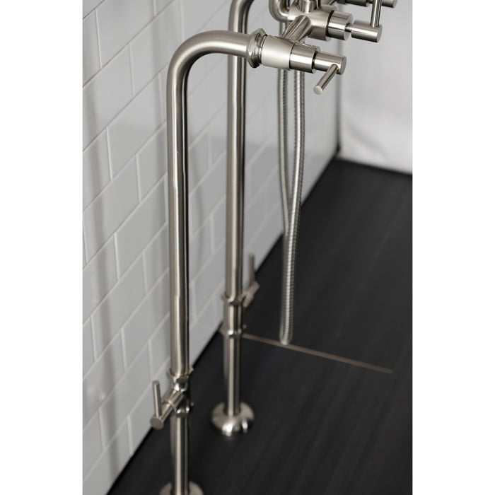 Kingston Sona CCK8108DL - Concord Freestanding Tub Faucet with Supply Line and Stop Valve, Brushed Nickel