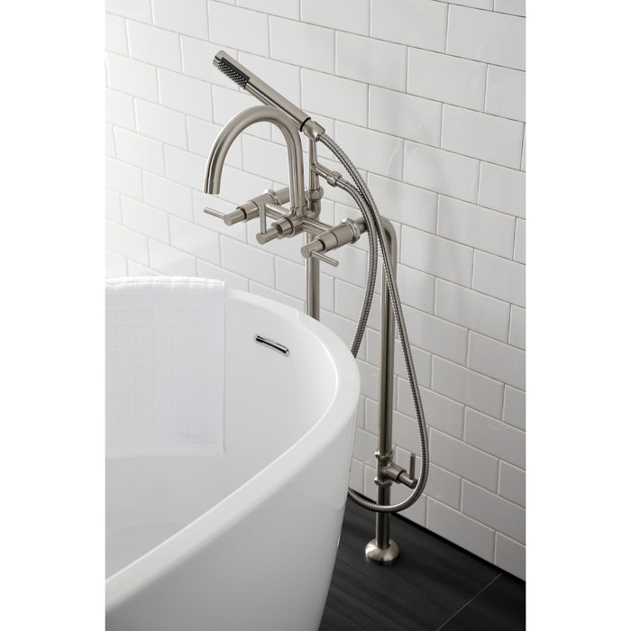 Kingston Sona CCK8108DL - Concord Freestanding Tub Faucet with Supply Line and Stop Valve, Brushed Nickel