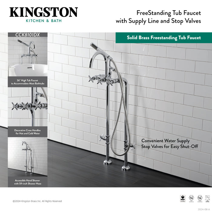 Kingston Sona CCK8108DX - Concord Freestanding Tub Faucet with Supply Line and Stop Valve, Brushed Nickel