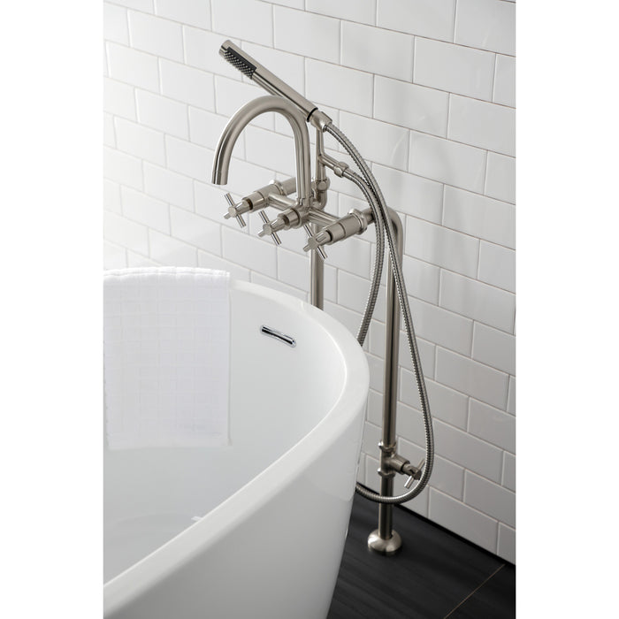 Kingston Sona CCK8108DX - Concord Freestanding Tub Faucet with Supply Line and Stop Valve, Brushed Nickel