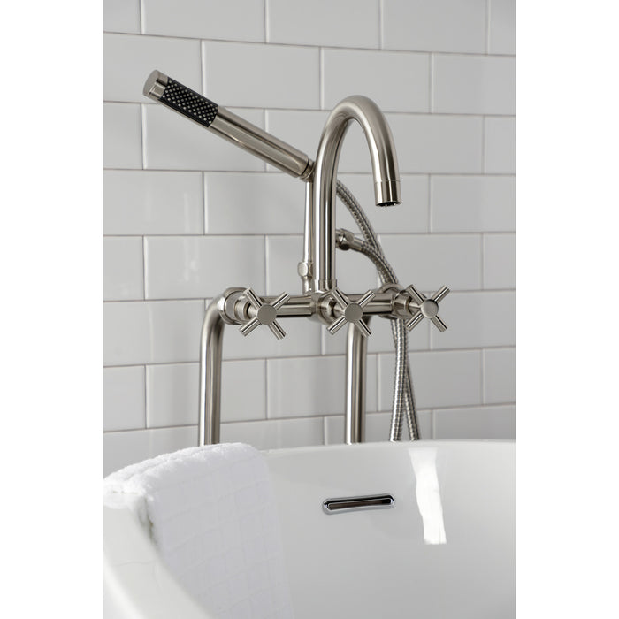 Kingston Sona CCK8108DX - Concord Freestanding Tub Faucet with Supply Line and Stop Valve, Brushed Nickel